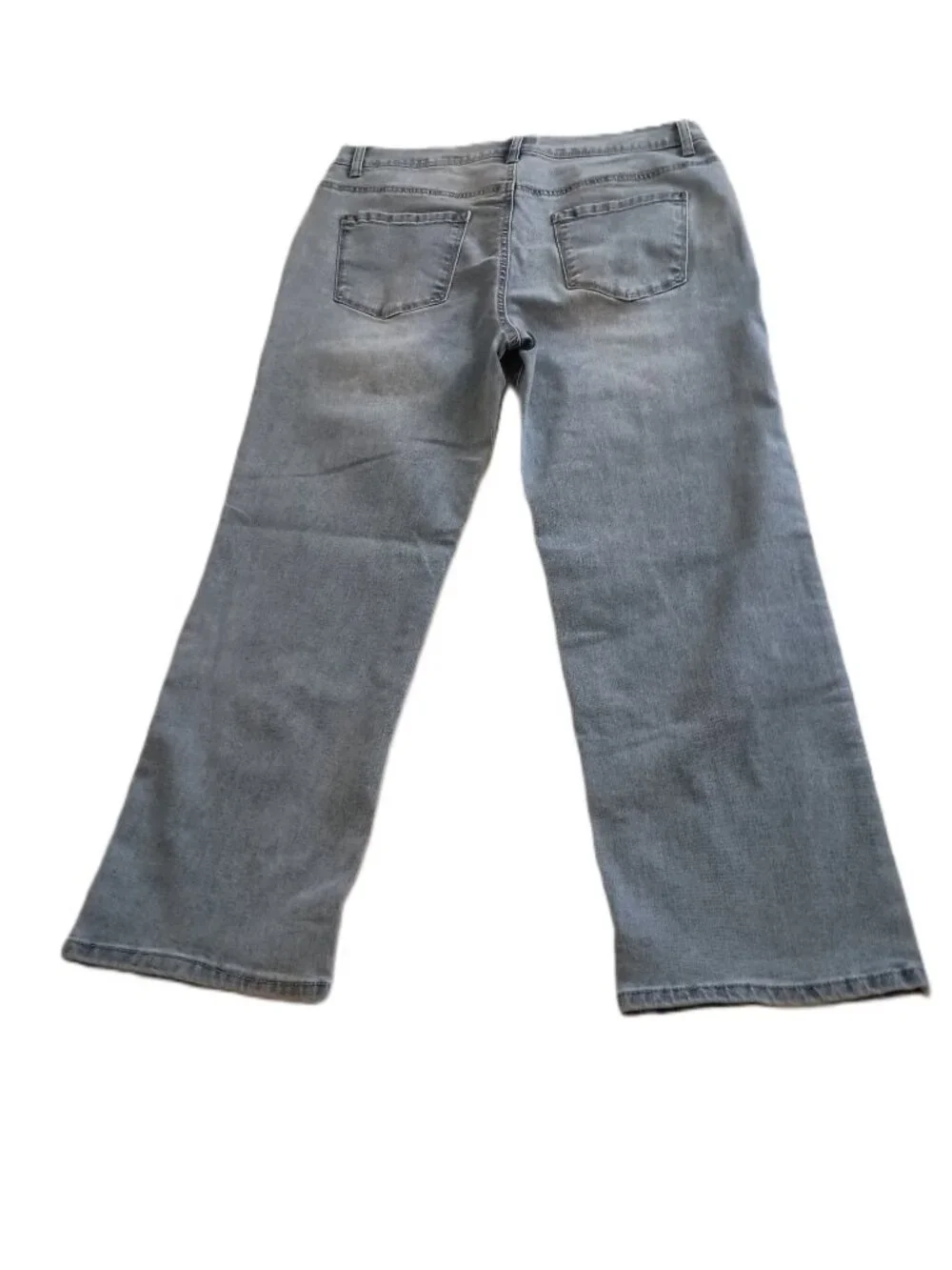 Curve Appeal High Rise Straight Ankle Jeans Light Wash Embroidered Women’s 14 VG - Picture 3 of 16